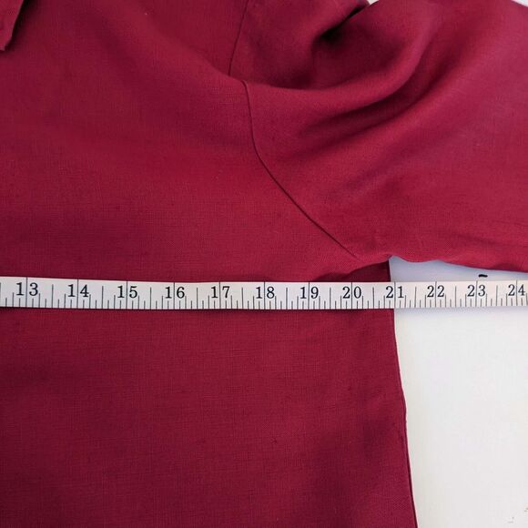 Coldwater Creek Womens MED Red Linen Embroidered Jacket Shacket - Picture 7 of 8